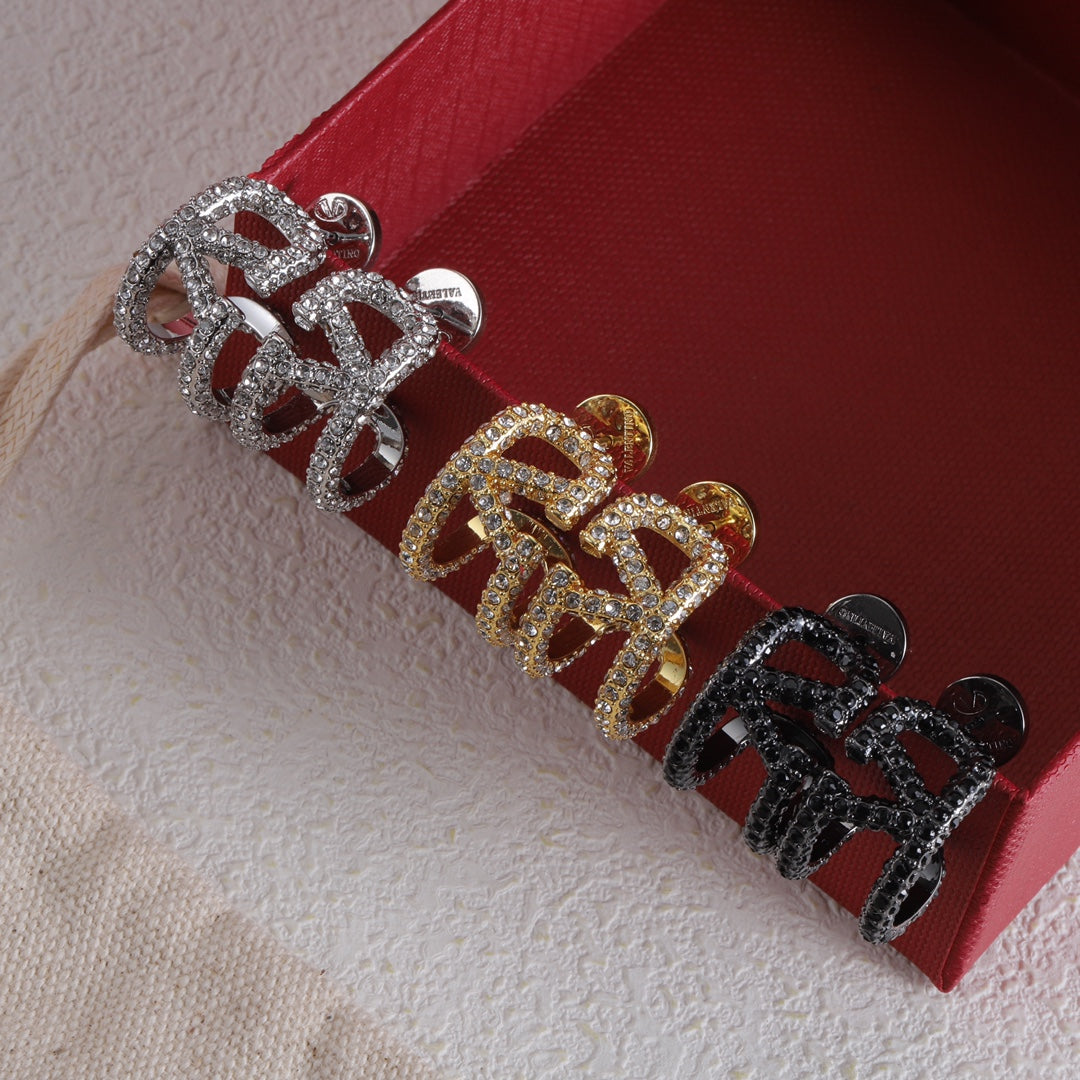 Luxury Double Layers Hollowed Out Rhinestone Earrings