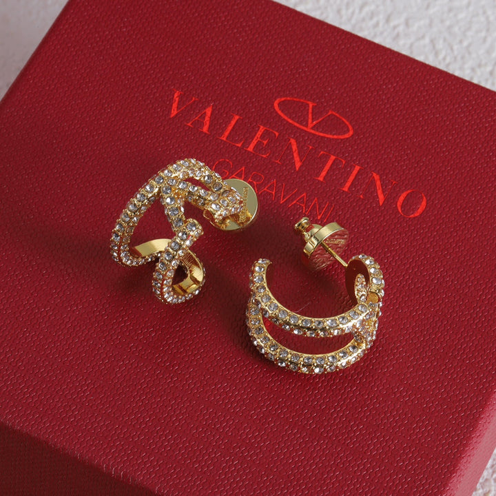 Luxury Double Layers Hollowed Out Rhinestone Earrings