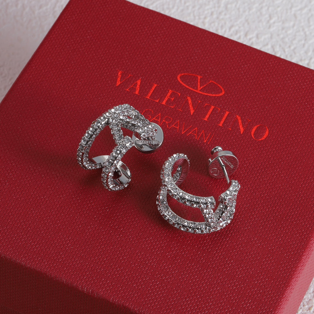 Luxury Double Layers Hollowed Out Rhinestone Earrings