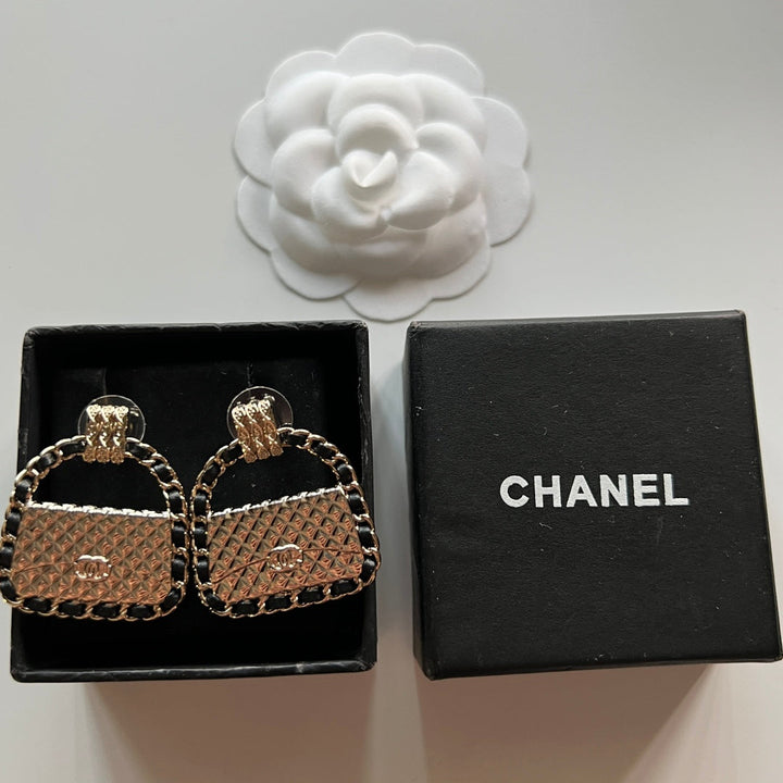 Luxury Leather Bag Stud Earrings