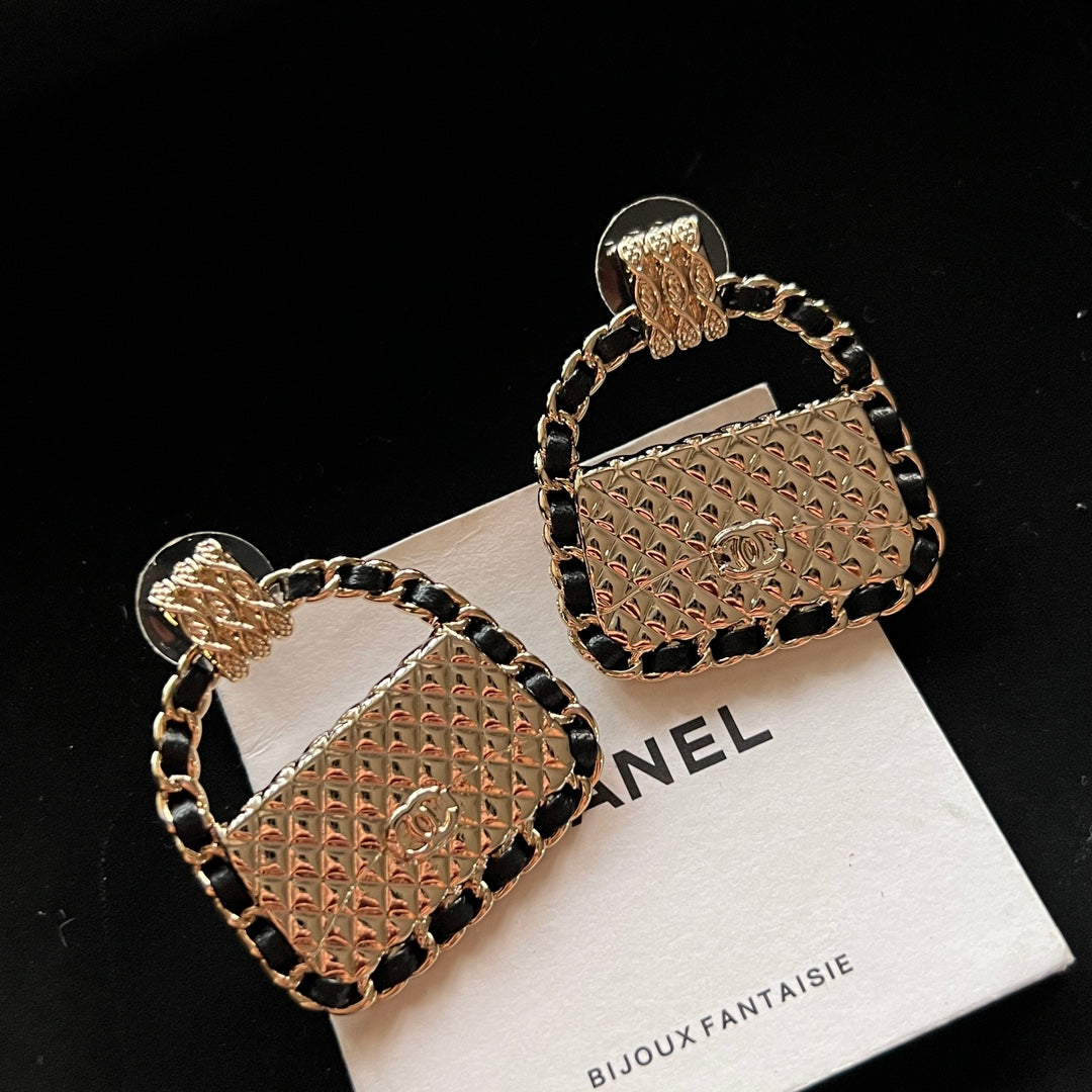 Luxury Leather Bag Stud Earrings