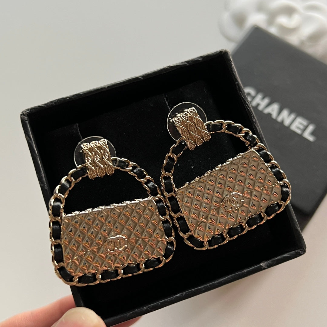 Luxury Leather Bag Stud Earrings