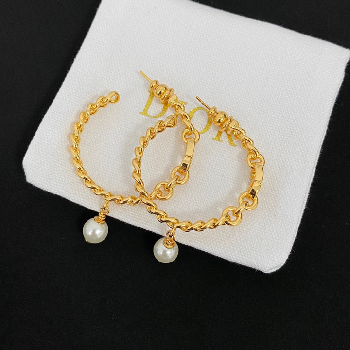 Luxury Twist CD Dangling Pearl Earrings