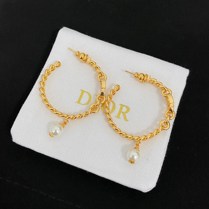 Luxury Twist CD Dangling Pearl Earrings