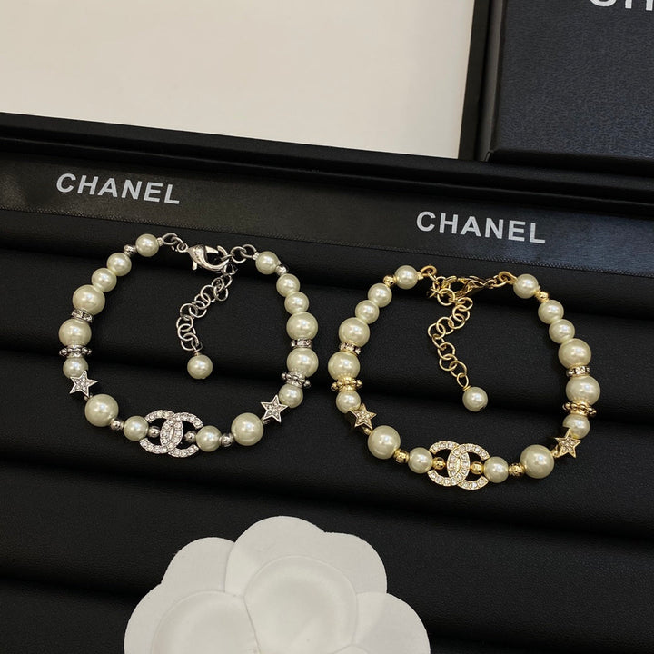 Luxurious CC Pearl Two Tone Bracelet