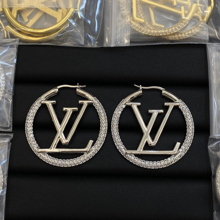 Luxury full diamonds two-color earrings