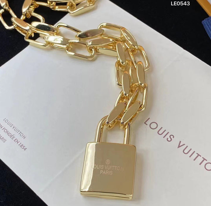 Luxury Large Chain Lock Pendant Necklace