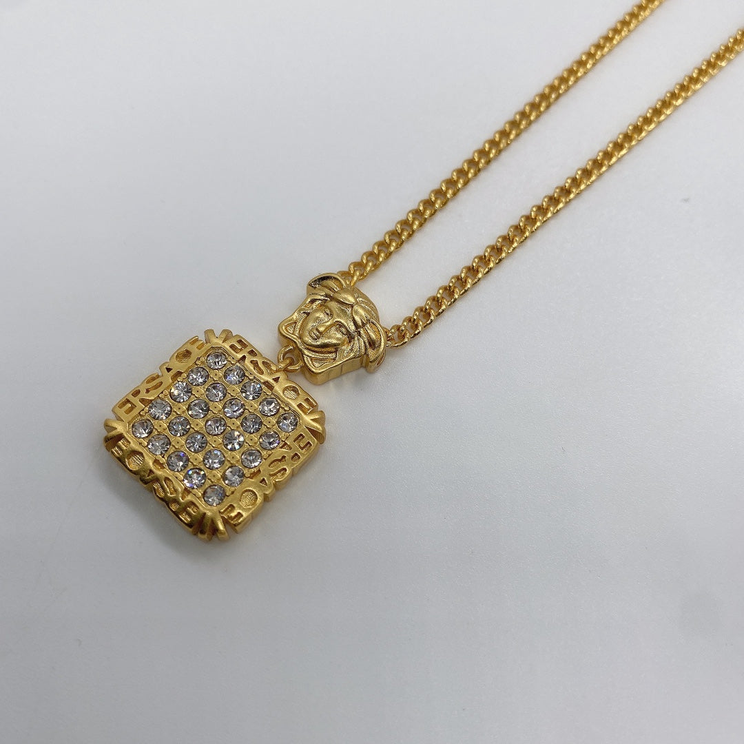 Luxury Full Diamond Square Pendant Necklace